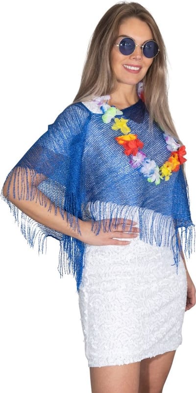Toppers 2026 Tropicana - Blauwe setje - Festivalponcho - Led Hawaii slinger - Bril - Beach/ Summer/ Zomer