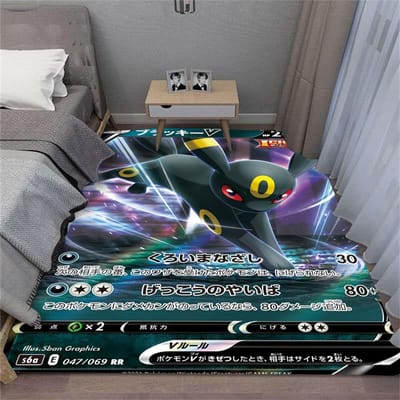 Pokémon Umbreon Nachtara Kaart Groot Tapijt voor Slaapkamer Woonkamer Decor Man Cave Nachtkastje Tapijt Lounge Bank Vloermat 80*120cm