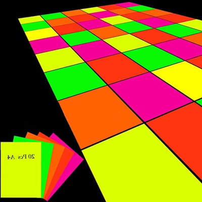 Neon A4 Papier 20 Vellen in 5 Kleuren voor UV Black Light Feestdecoratie en Fluorescente Lichtketting