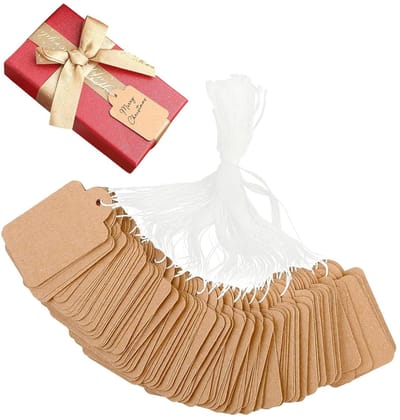 Dailygoods- Cadeaulabels 200 Stuks - Kraftpapier - Hangers - Prijskaartjes - Etiketten met Draad - Eenvoudig te Gebruiken - Hoogwaardig Materiaal