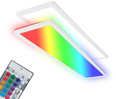 BRILONER Tava - LED Plafondlamp – dimbaar – RGB kleuren – met afstandsbediening – ultra Plat – wit – 98x20x3 cm