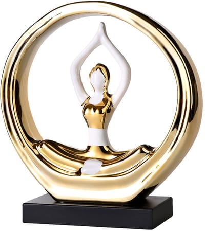Decopatent - Yoga Beeld Vrouw - Sculptuur Yoga dame - Woman Woondecoratie - Yoga meditatie houding - Decoratie beeld Rond - Afm. 26x8.8.x27 Cm - Kleur: Goud