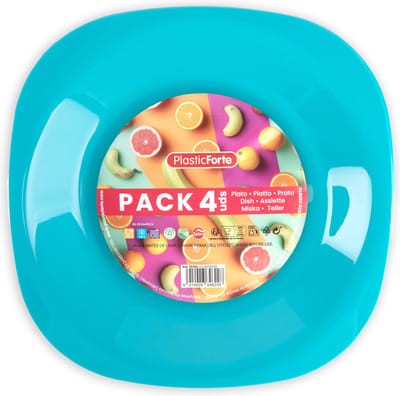 Plasticforte Verjaardag/kinderen/camping borden - 4x stuks - Dia 21 cm - blauw - kunststof - onbreekbaar
