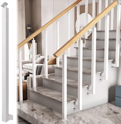 Verstelbare witte stalen trapbaluster met 270° dekrelingsysteem - 30 stuks voor veilige binnen- en buitentoepassingen, inclusief beugels en schroeven