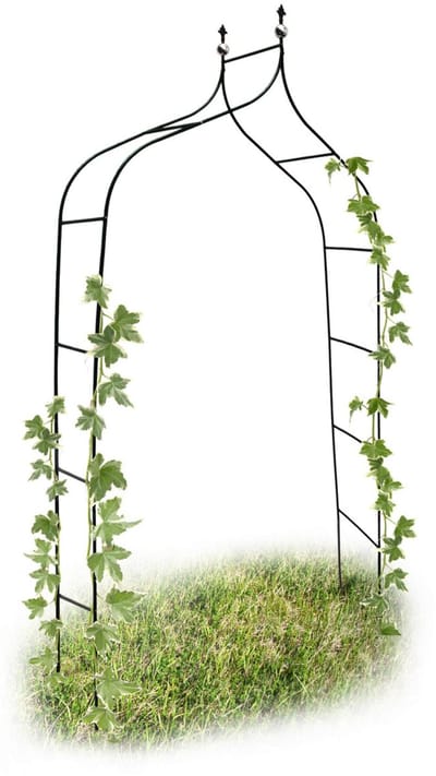 Set van 4 rozenbogen, metaal, dubbele spits, 240 cm hoog, rankhulp voor rozen of klimplanten, voor buiten, groen