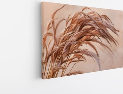 Saammp Canvas Schilderij - Gedroogd Gras in Detail - Natuur - Abstract - 45x30 - Foto op canvas - Wanddecoratie - Muurdecoratie Woonkamer - Kantoor Decoratie