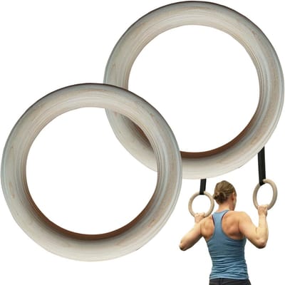 Calisthenics Ringen - Gymnastiek Handgrepen - Kracht Training - Verbeterde Grip - 19 cm - Houtkleur