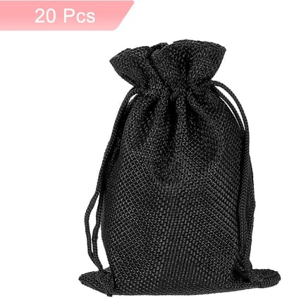 Jute zakjes met trekkoord, 10 x 14 cm, sieradenzakjes voor geschenken voor Kerstmis, Thanksgiving, verjaardag, bruiloft, feest, zwart