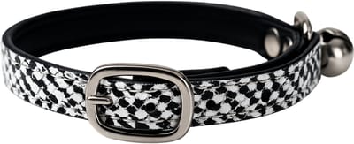 Animalking Kattenhalsband met Belletje - Kattenriem - Kattenbandje - Cat Collar - Slangenleerprint Wit