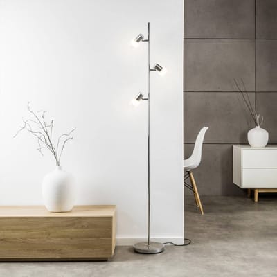 Brilliant LED vloerlamp Lea, hoogte 157,5 cm, chroom, 3-lamps, metaal
