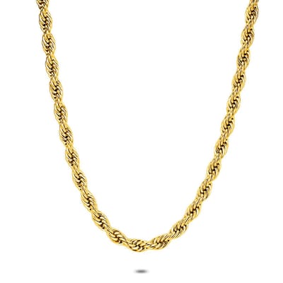 Twice As Nice Halsketting in goudkleurig edelstaal, getorste ketting, 7 mm 38cm+5cm