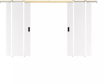 Vente-unique Dubbele schuifdeur met klamplaagsysteem - 2 x H205 x L73 cm - Mdf + Pvc - Wit - VARIN II