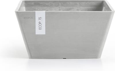Ecopots Berlin 30 - White Grey - 31,2 x H15,7 cm - Vierkante witgrijze bloempot / plantenbak