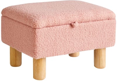 Unyqoos ® Stijlvolle Opbergkruk met Zacht Teddy Stof en Verborgen Opbergruimte voor Thuisgebruik