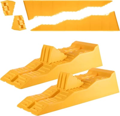 Oprijplaten Set - Niveleerplaten Wiggen - Voertuig Stabiliseren - Drie Hoogtes - 5 Ton Draagvermogen - Geel