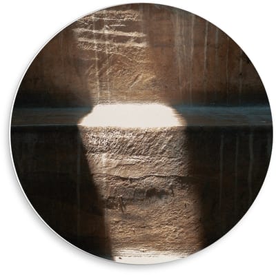 KuijsFotoprint - Schilderij - Zonnestralen Houten Trap - Bruin En Oranje - 50 X 50 Cm