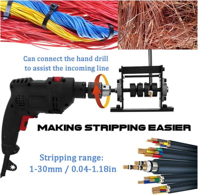 Draadstripmachine - Kabelstripper - Snel Kabels Strippen - Handmatig of met boor - 1-30 mm - Zwart