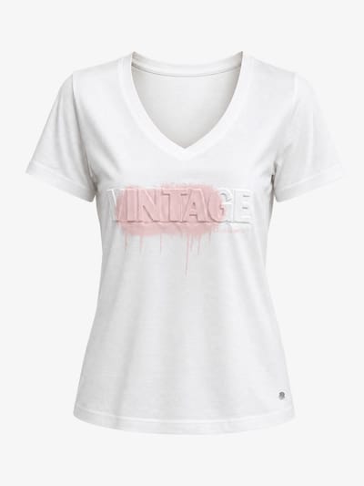 Van Verla - Vintage Tshirt - Dames - Korte mouw - V hals - rose/ wit - Maat S