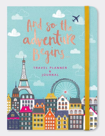 Reisdagboek met Goudfolie, Opbergvak & Elastiek - Travel Journal - Vakantie Dagboek