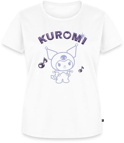 Kuromi Omtrekontwerp Met Paarse Chrome Letters Premium T Shirt Dames