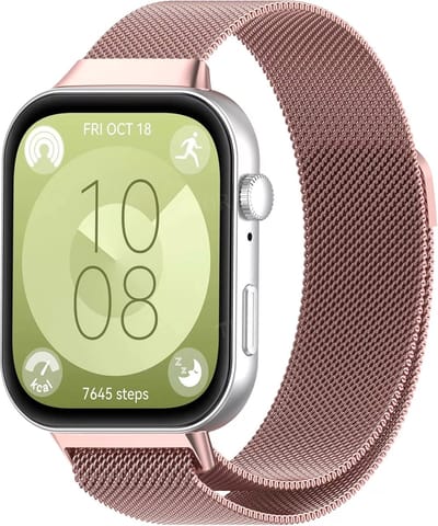 Strap-it Milanees gevlochten RVS bandje met magneetsluiting - geschikt voor Huawei Watch Fit 3 / Watch Fit 4 / Watch Fit 4 Pro / Watch Fit 5 / Watch Fit 5 Pro / Watch Fit 4 / Watch Fit 4 Pro / Watch Fit 5 / Watch Fit 5 Pro (roze)
