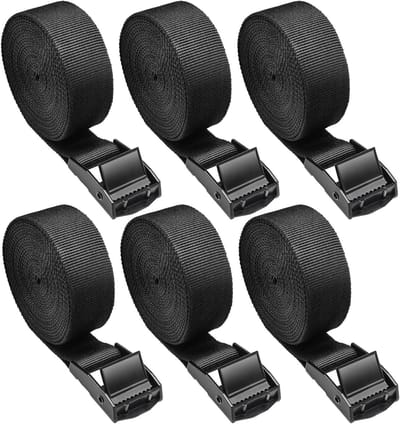 Set van 6 Verstelbare Lashing Straps van 250 cm voor Fietsendrager en Camping, 250 kg Laadcapaciteit, RVS Gesp en Spanning Band voor Veilig Vervoer