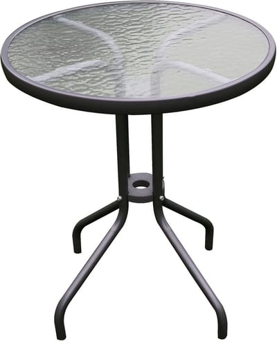 Ronde Bistrotafel van Glas en Metaal - 60 cm Diameter - Antraciet