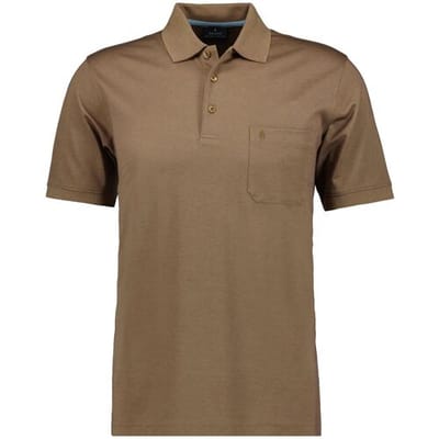 Ragman Softknit Poloshirt Breast Pocket Pima Cotton Mix Chestnut / male