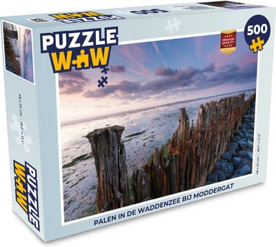 Puzzel Palen in de Waddenzee bij Moddergat - Legpuzzel - Puzzel 500 stukjes
