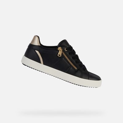 GEOX BLOMIEE DAMES Sneakers - ZWART/LICHTGOUD - Maat 38
