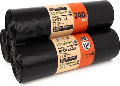 Vuilniszakken - Afvalzakken Sterk - Zwaar Afval - 110 kg Belastbaar - 240 Liter - Transparant