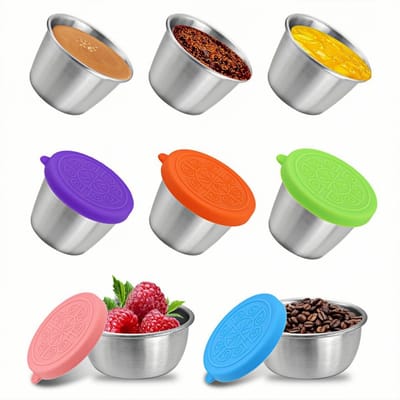 QTTVBTNA Set van 6 Mini RVS Snackbakjes – 40 ml – Lekvrij met Siliconen Deksels in 6 Kleuren – Herbruikbaar, Duurzaam en Ideaal voor Sauzen en Snacks