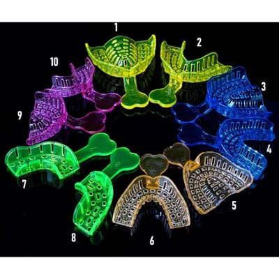 10 Pièces Plateau d'Empreintes Dentaires Jetable Porte-Dents Colorés en Cristal S M L Pour Adultes Enfants Plateaux de Moulage Matériaux de Dentisterie