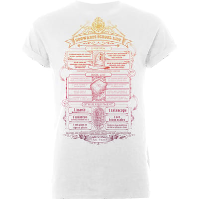 Harry Potter Hogwarts School List Heren T-shirt - Wit - XXL