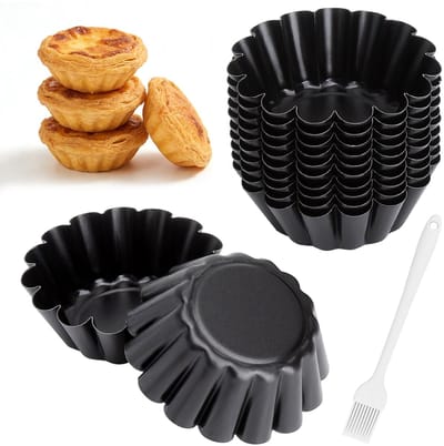 Dailygoods- Mini-Taartvormen Set van 12 - Antiaanbaklaag - Koolstofstaal - 6,3 cm - Voor Muffins/Cupcakes/Quiche - Duurzaam en Sterk - Bakvormen