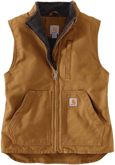 Carhartt Women’s Washed Duck Sherpa Lined Mock Neck Vest - Carhartt Brown - maat XL