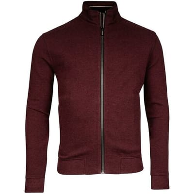 Baileys Vest Sweat Cardigan Zip Allover Waffle Texture Interlock Aubergine / male