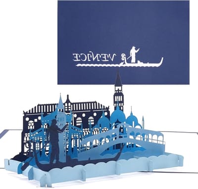SnelShoppen - Pop-up Kaart Venetië - 3D Wenskaart met Gondelrit - Souvenir, Verjaardagskaart, Reisvoucher, Stedentrip Uitnodiging, Huwelijksreis, Verl