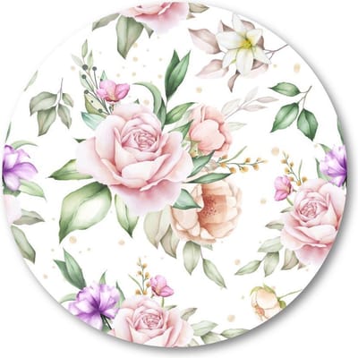 Bloemen waterverf stijl - Muurcirkel Forex 60cm - Wandcirkel voor binnen - Natuur - Bloemen - Kinderkamer