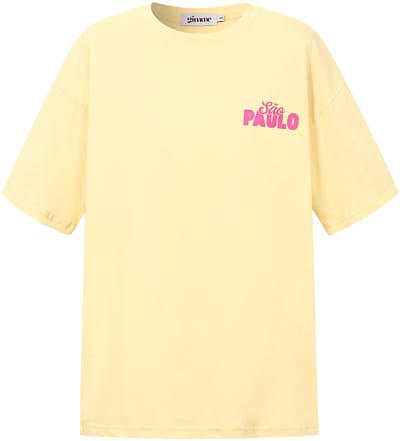 Sao Paulo Graphic Tee – Oversized T-shirt met Print – Comfortabele Top voor een Urban Look - Geel - Maat S