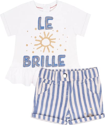 Tweedelige kledingset, blauw-wit T-shirt en broek - Tom & Kiddy / 60 cm