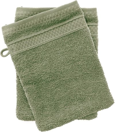 Set van 2 Washandjes Katoen Olive Groen 550 g/m² - Zacht en Absorberend