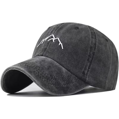Casquette unisexe en coton délavé, casquette de Baseball Vintage brodée de montagne pour hommes et femmes, réglable, décontractée, Streetwear en plein air, chapeau de sport (Black,56cm-60cm) noir