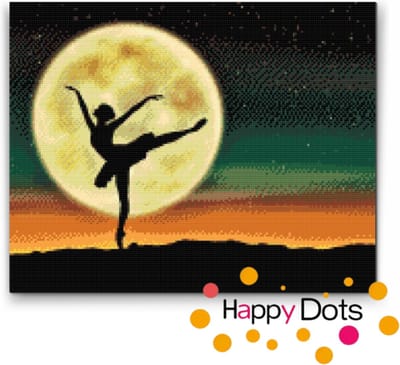 Diamond Painting Ballerina bij volle maan - 40x50cm - Vierkante steentjes (HappyDots)
