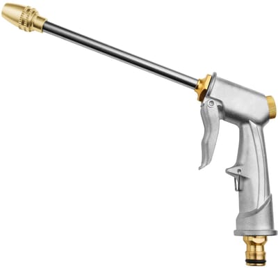 Tuinslang Spuitpistool, Zwaar Metalen Waterpistool, Tuinslangmondstuk, Hogedruksproeier, Waterslang Spuitpistool Voor Planten Water Geven Reinigen Autowassen En Huisdieren Douchen (Zilver)