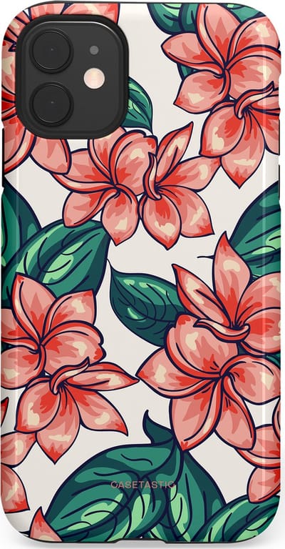 Casetastic hoesje geschikt voor Apple iPhone 11 - Dubbellaagse bescherming - Bloemenparadijs - Fashion Case - Petrol Koraal Perzik Wit