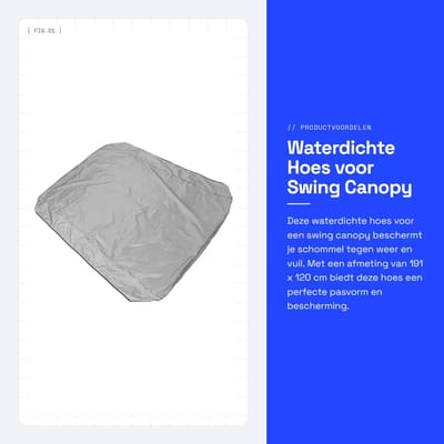 Dailygoods- Hoes Luifel Waterdicht - Vervangende Hoes - Schommelhoes - 191 x 120 cm - Verzilverd Polyester Taft - Stofdicht - Luifelhoes
