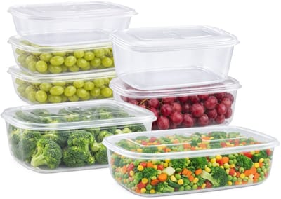 Plasticforte Vershoudbakjes set Classic - 7x stuks - vriezer en magnetron - kunststof - diverse maten - 800-1200-2500-3000 ml - nestbaar