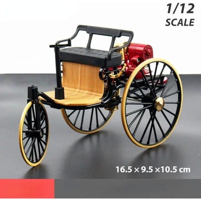 1:12 1886 Vintage Klassieke Auto Nr.1 Legering Auto Model Simulatie Driewieler Speelgoed Voor Kinderen Cadeau Verzameling F499 black