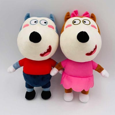 2 stuks/partij 30cm Wolfoo Pluche Speelgoed Schattige Zachte Dierlijke Knuffels Wolfoo & Lucy Engelse Cartoon Poppen voor Kinderen Verjaardag Kerstcadeau red